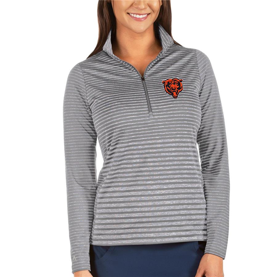 Chicago Bears Antigua Women's Mascot Pace Half-Zip Pullover Jacket - Silver