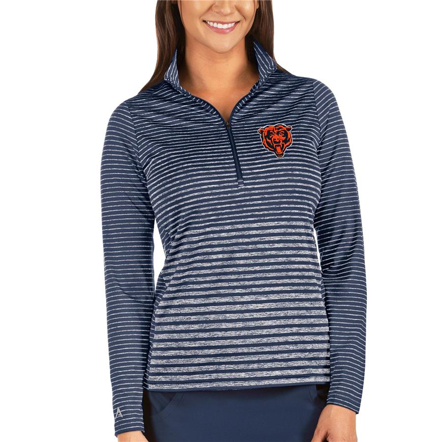 Chicago Bears Antigua Women's Mascot Pace Half-Zip Pullover Jacket - Navy