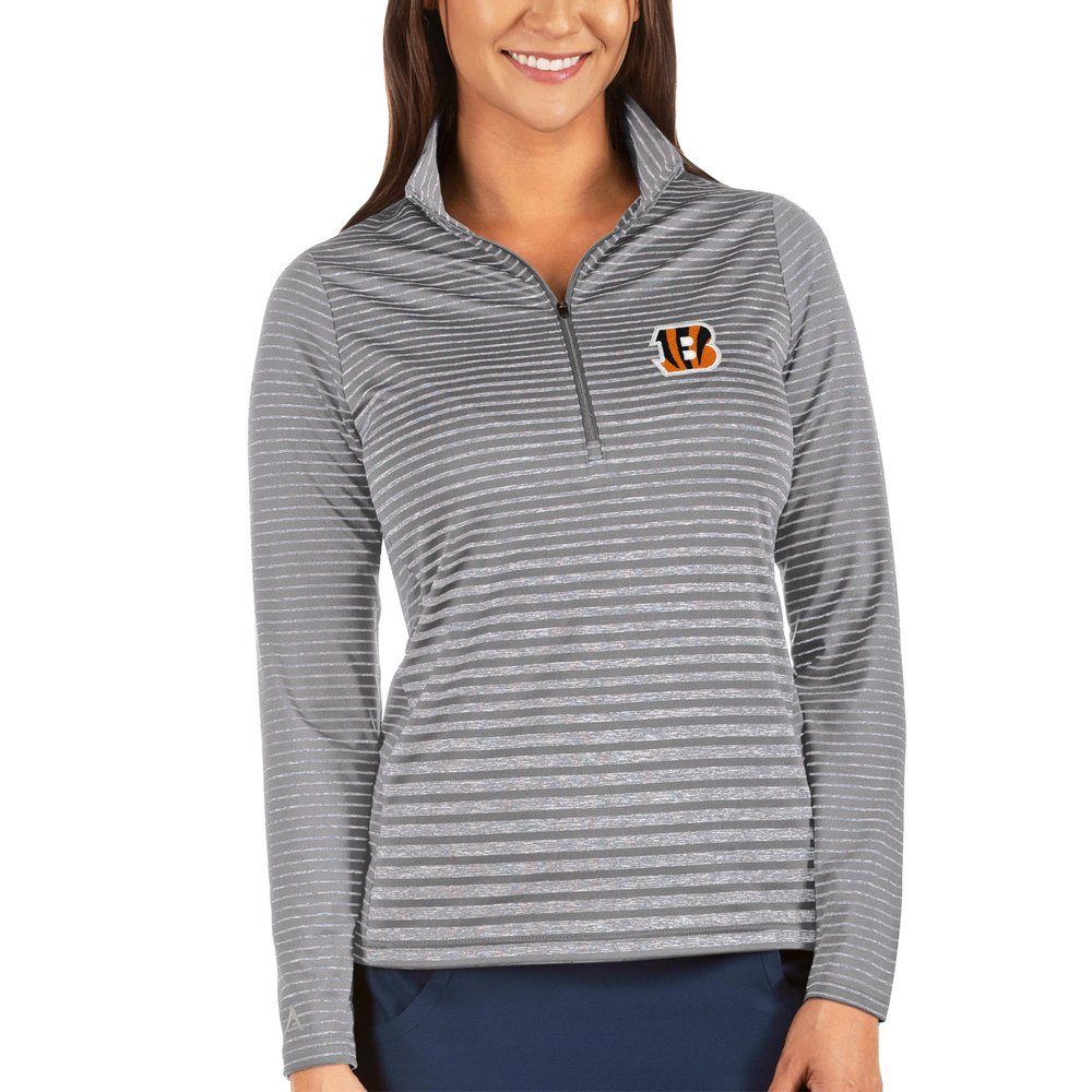 Cincinnati Bengals Antigua Women's Pace Half-Zip Pullover Jacket - Silver