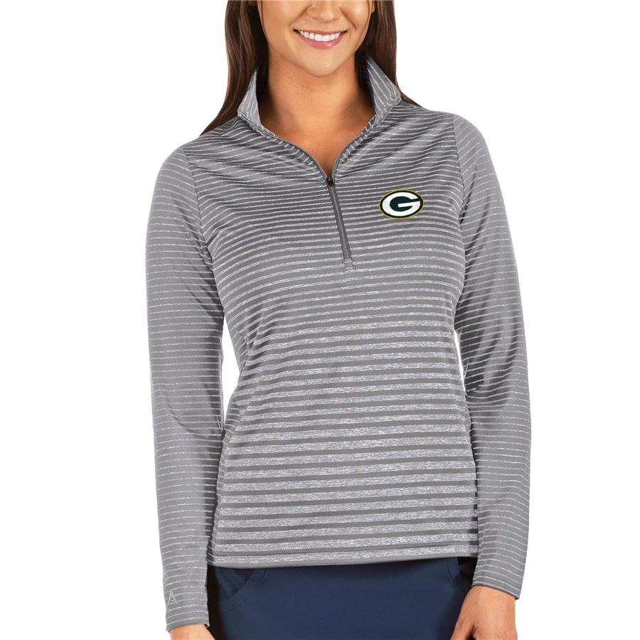 Green Bay Packers Antigua Women's Pace Half-Zip Pullover Jacket - Silver