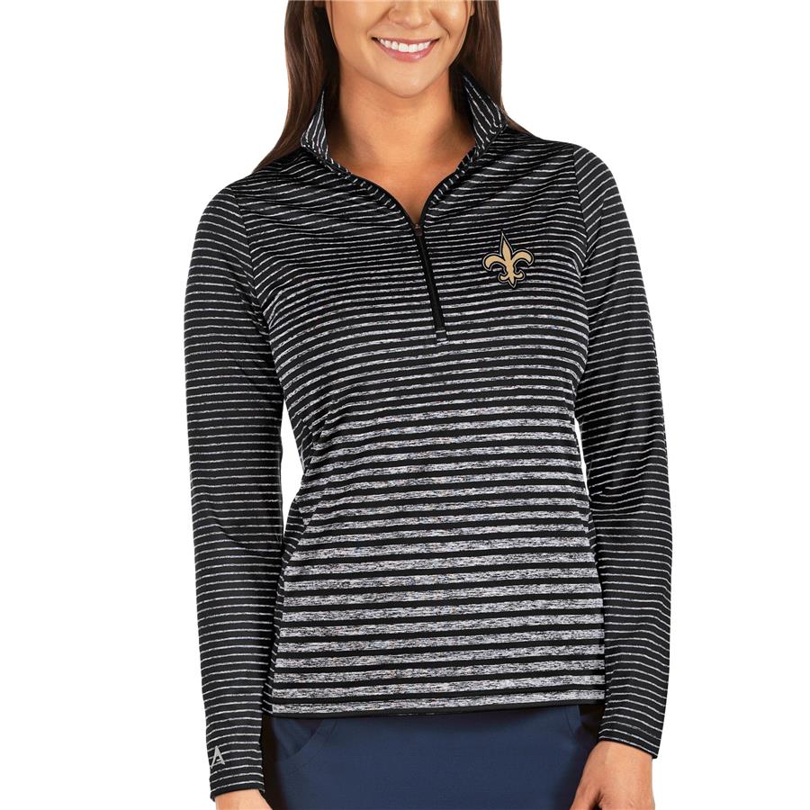 New Orleans Saints Antigua Women's Pace Half-Zip Pullover Jacket - Black