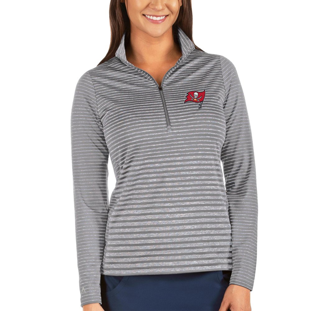 Tampa Bay Buccaneers Antigua Women's Pace Half-Zip Pullover Jacket - Silver