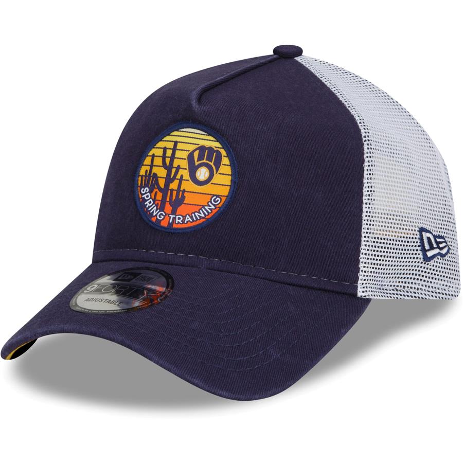 Milwaukee Brewers New Era Spring Training Sunset Trucker 9FORTY Snapback Hat - Navy