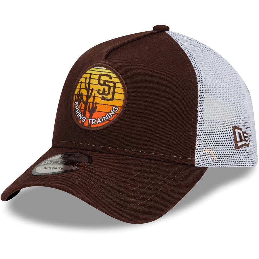 San Diego Padres New Era Spring Training Sunset Trucker 9FORTY Snapback Hat - Brown