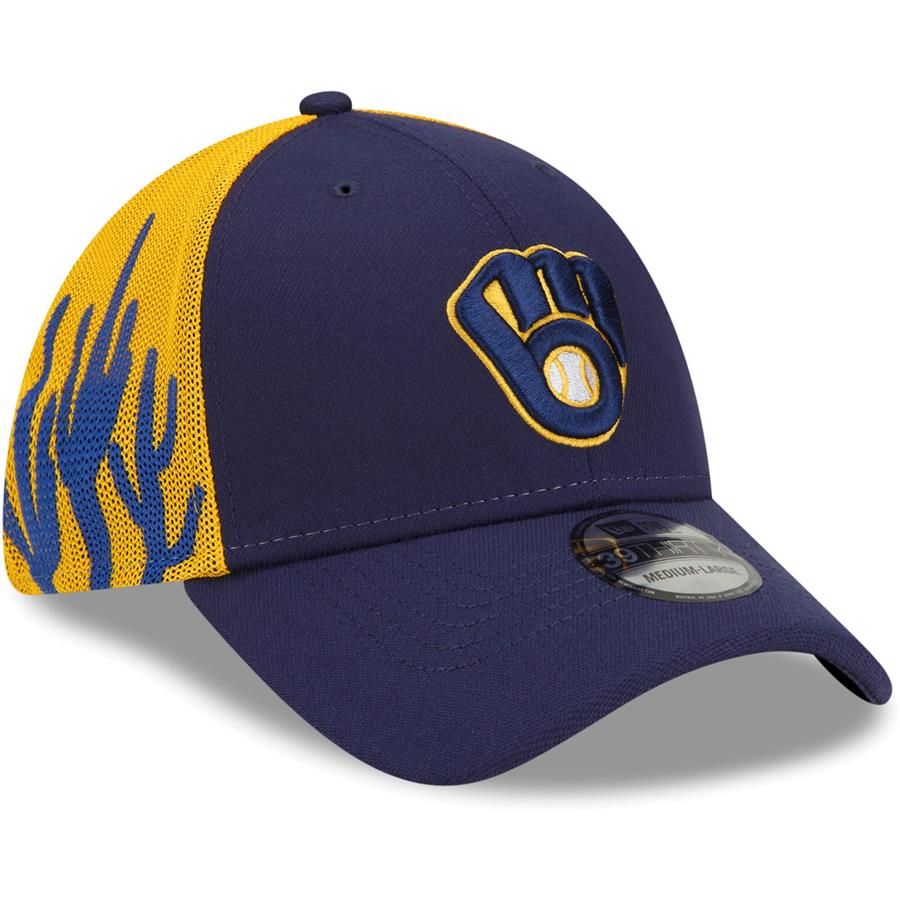 Milwaukee Brewers New Era Spring Training Visor Tab 39THIRTY Flex Hat - Navy