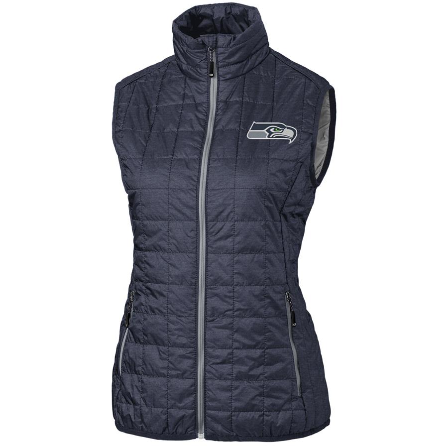Женский жилет на молнии Seattle Seahawks Cutter & Buck Rainier PrimaLoft Eco (тёмно-синий)