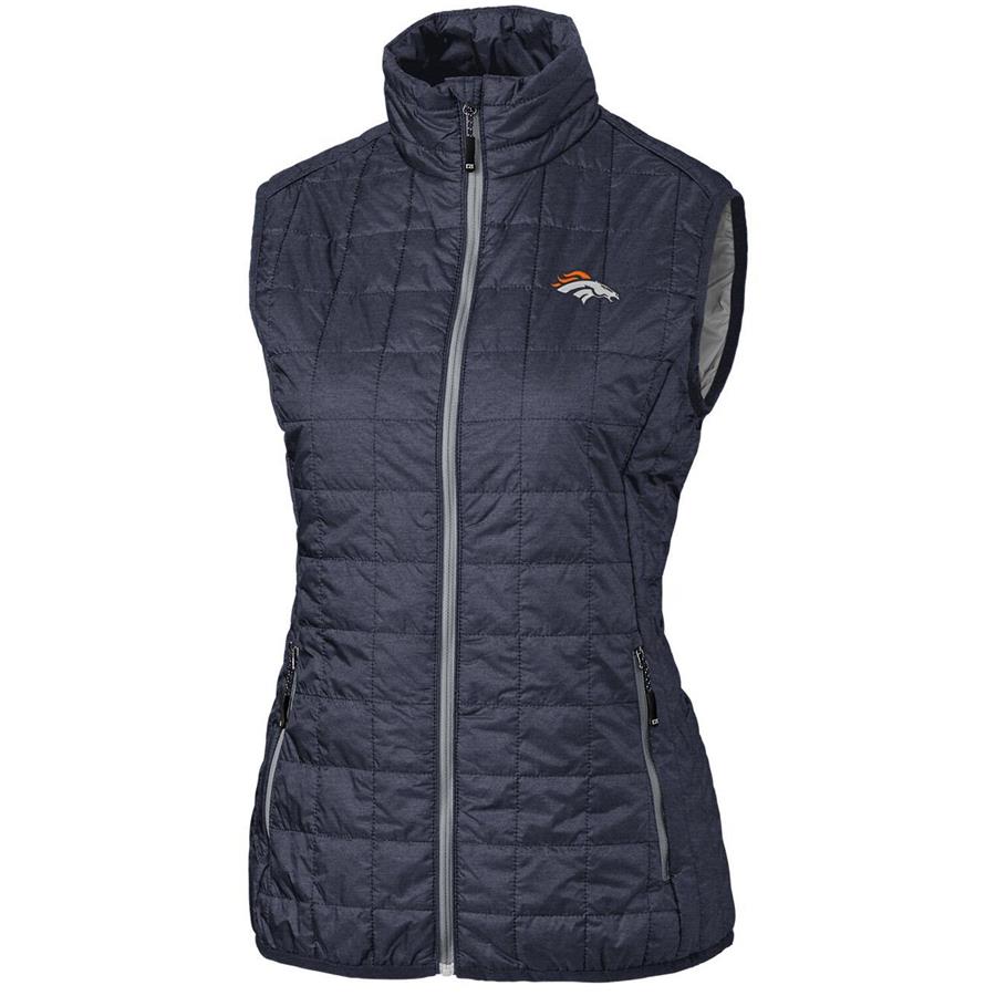 Denver Broncos Cutter & Buck Women's Rainier PrimaLoft Eco Full-Zip Vest - Navy