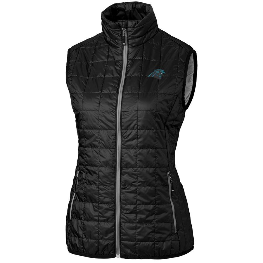 Carolina Panthers Cutter & Buck Women's Rainier PrimaLoft Eco Full-Zip Vest - Black