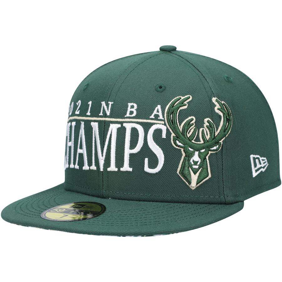 Milwaukee Bucks New Era 2021 NBA Champs Retro Pop Undervisor 59FIFTY Fitted Hat - Hunter Green
