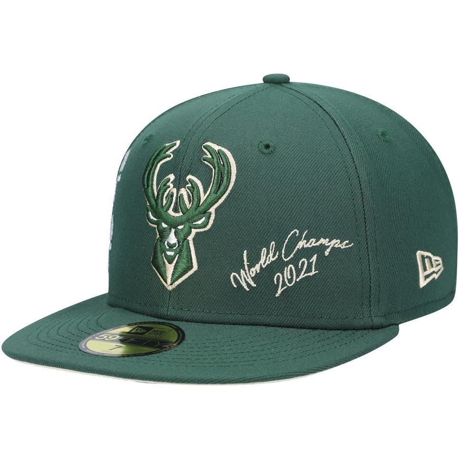 Milwaukee Bucks New Era 2021 NBA Finals Champions Icon 59FIFTY Fitted Hat - Hunter Green