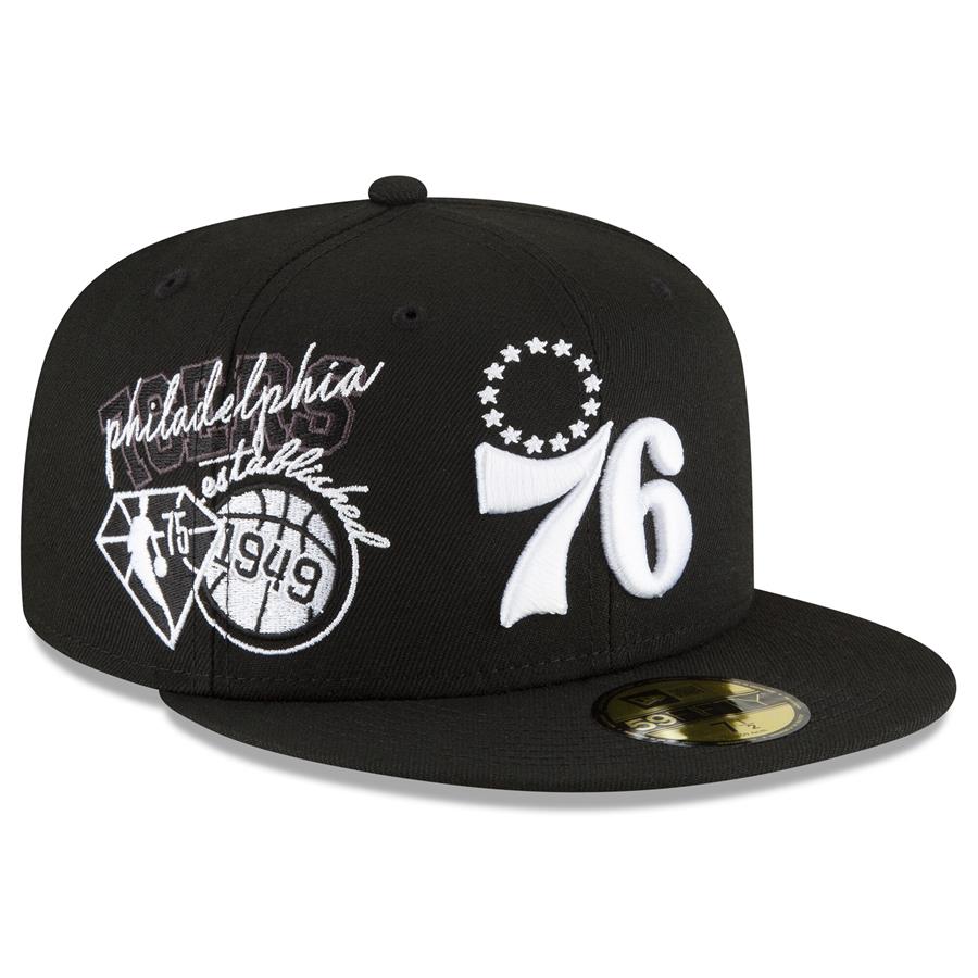 Philadelphia 76ers New Era Back Half Team 59FIFTY Fitted Hat - Black