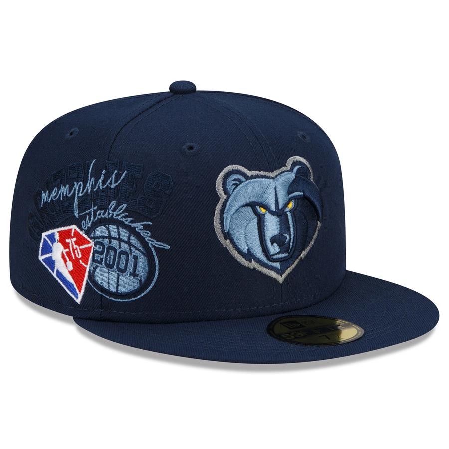 Memphis Grizzlies New Era Back Half 59FIFTY Fitted Hat - Navy