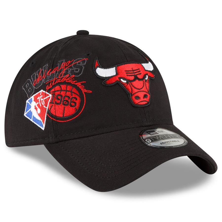 Chicago Bulls New Era Back Half Team 9TWENTY Adjustable Hat - Black