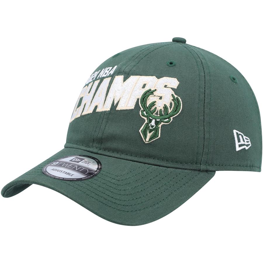Milwaukee Bucks New Era 2021 NBA Finals Champions Block On The Court 9TWENTY Adjustable Hat - Hunter Green