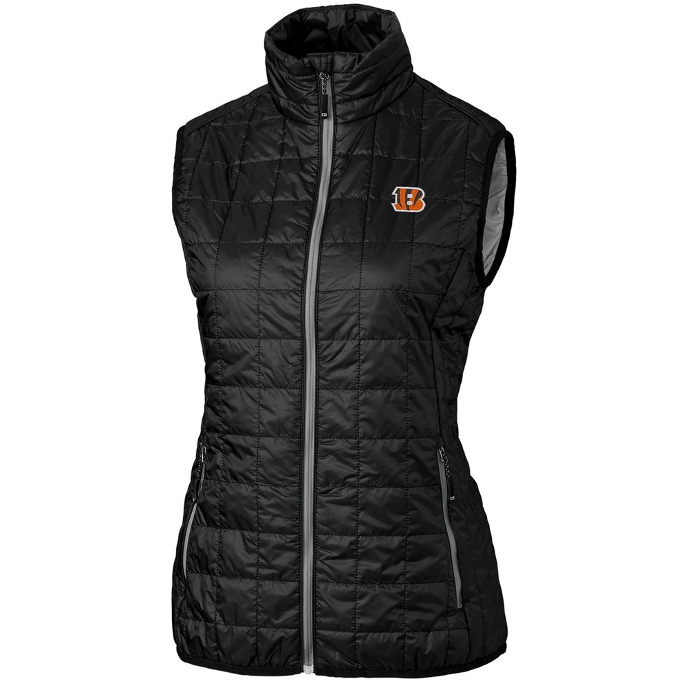 Cincinnati Bengals Cutter & Buck Women's Rainier PrimaLoft Eco Full-Zip Vest - Black