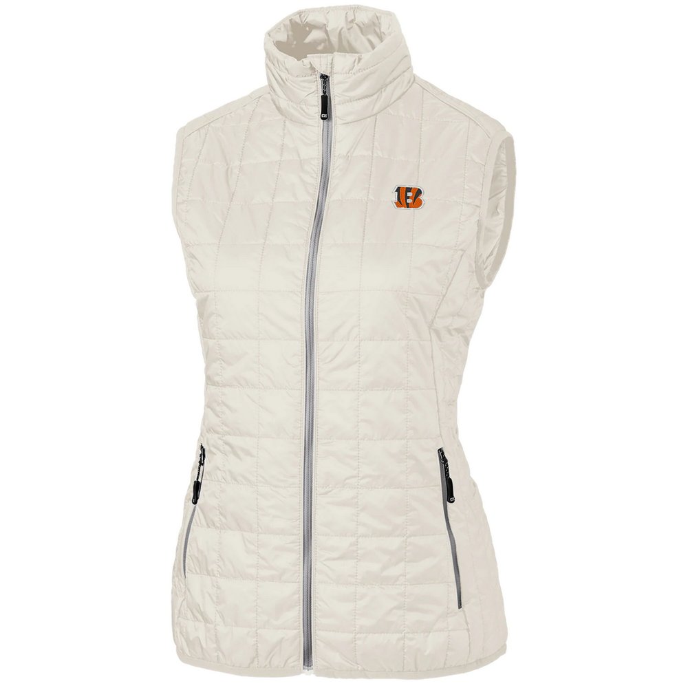 Cincinnati Bengals Cutter & Buck Women's Rainier PrimaLoft Eco Full-Zip Vest - Cream