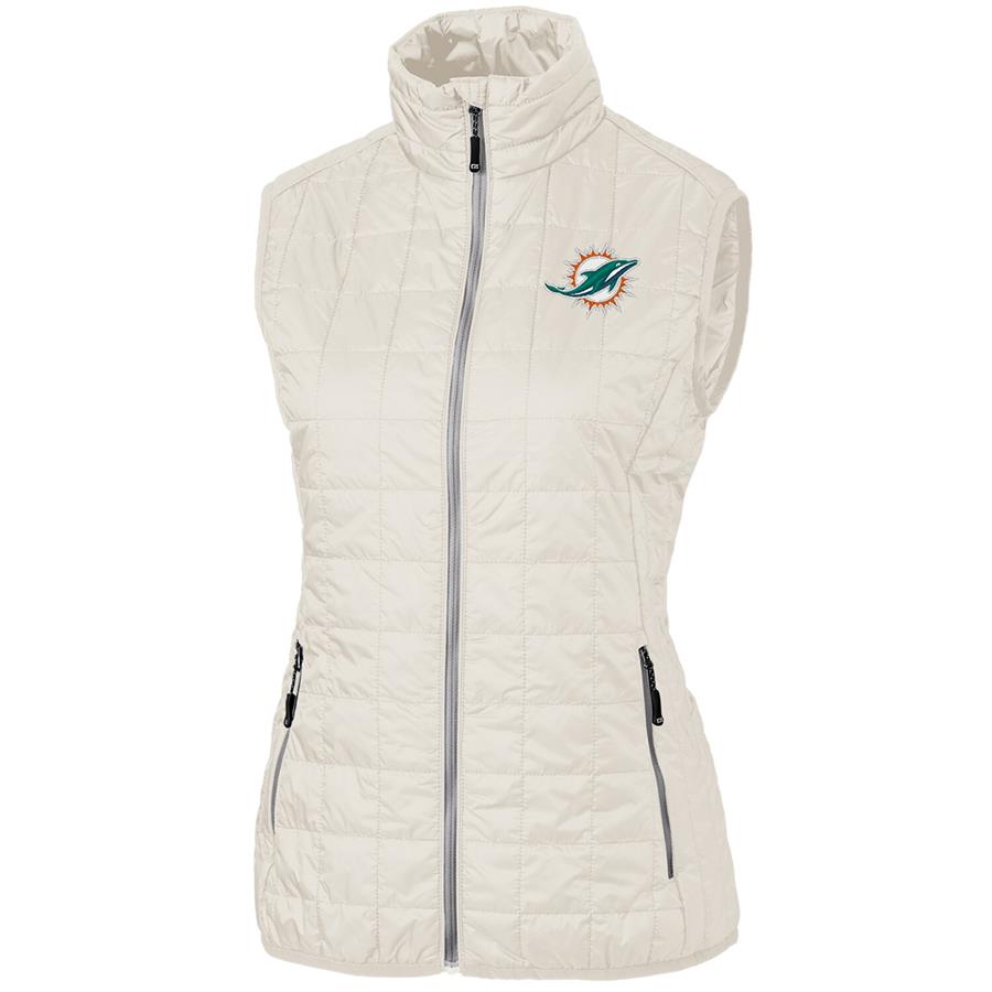 Miami Dolphins Cutter & Buck Women's Rainier PrimaLoft Eco Full-Zip Vest - Cream