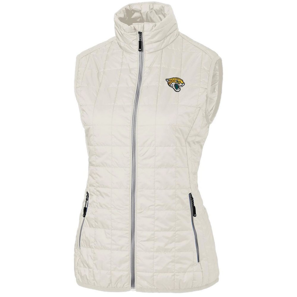Jacksonville Jaguars Cutter & Buck Women's Rainier PrimaLoft Eco Full-Zip Vest - Cream