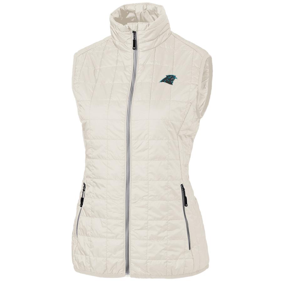 Carolina Panthers Cutter & Buck Women's Rainier PrimaLoft Eco Full-Zip Vest - Cream