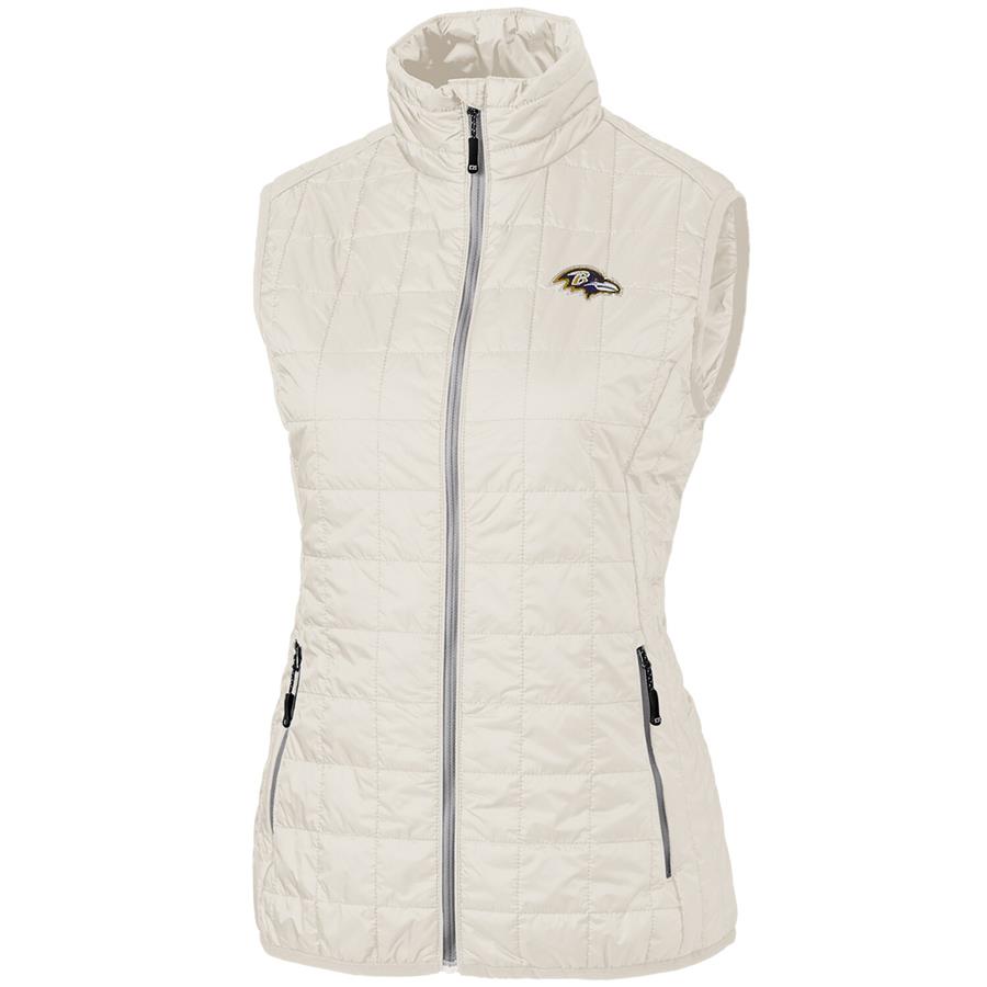 Baltimore Ravens Cutter & Buck Women's Rainier PrimaLoft Eco Full-Zip Vest - Cream