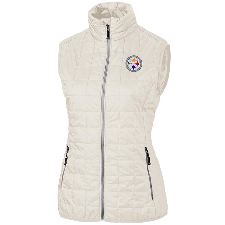 Pittsburgh Steelers Cutter & Buck Women's Rainier PrimaLoft Eco Full-Zip Vest - Cream