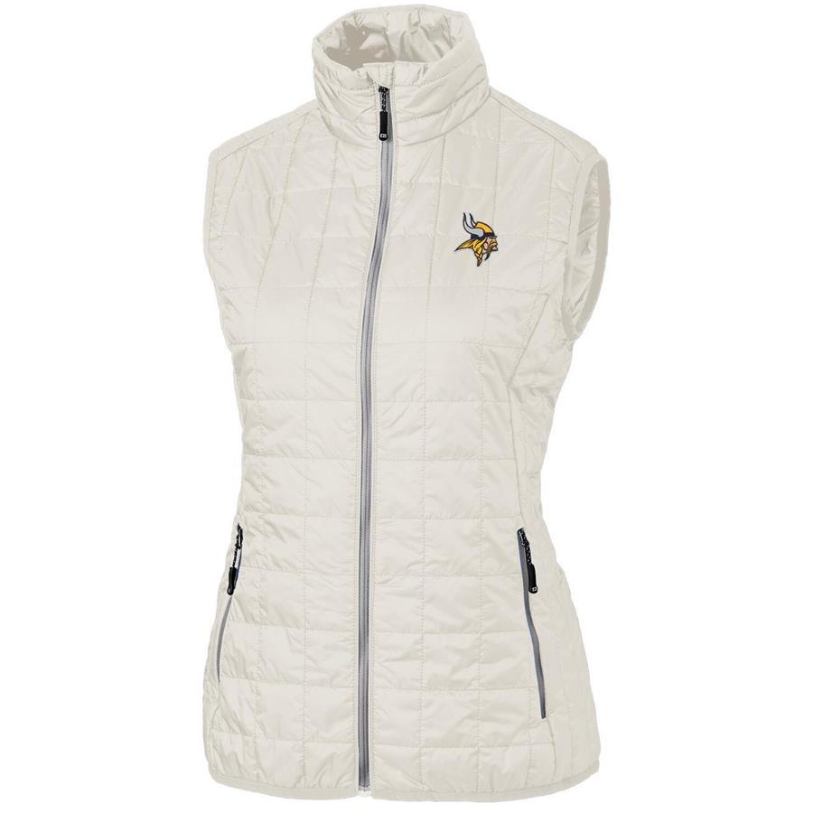 Minnesota Vikings Cutter & Buck Women's Rainier PrimaLoft Eco Full-Zip Vest - Cream