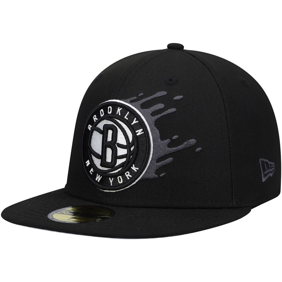 Brooklyn Nets New Era Splatter 59FIFTY Fitted Hat - Black