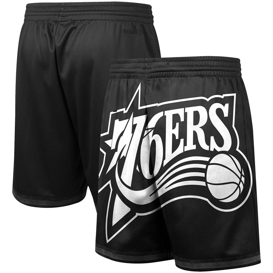 Philadelphia 76ers Mitchell & Ness Big Face 3.0 Fashion Shorts - Black