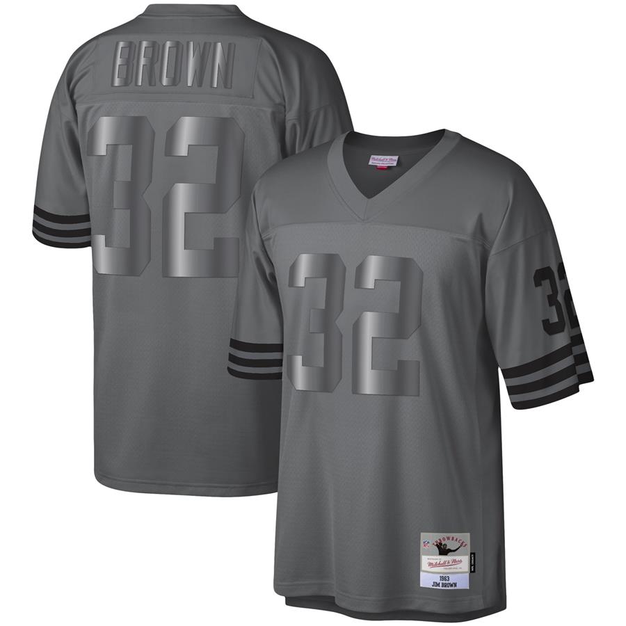 Jim Brown Cleveland Browns Mitchell & Ness 1963 Retired Player Metal Legacy Jersey - Charcoal
