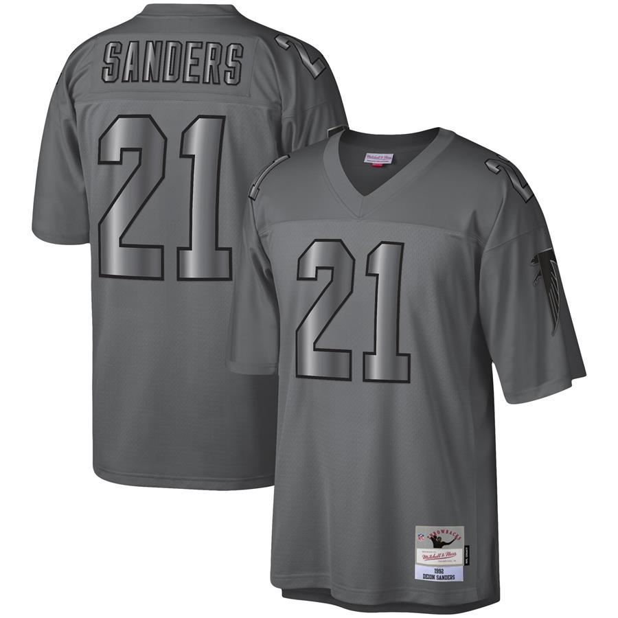 Deion Sanders Atlanta Falcons Mitchell & Ness 1992 Retired Player Metal Legacy Jersey - Charcoal