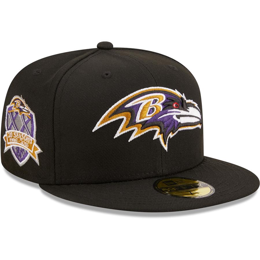 Baltimore Ravens New Era 20th Anniversary Patch Logo 59FIFTY Fitted Hat - Black
