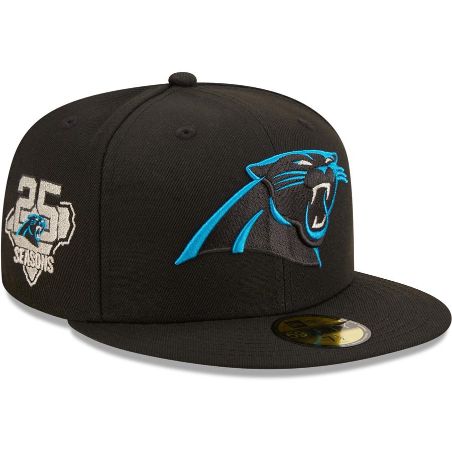 Carolina Panthers New Era 25th Anniversary Patch Logo 59FIFTY Fitted Hat - Black