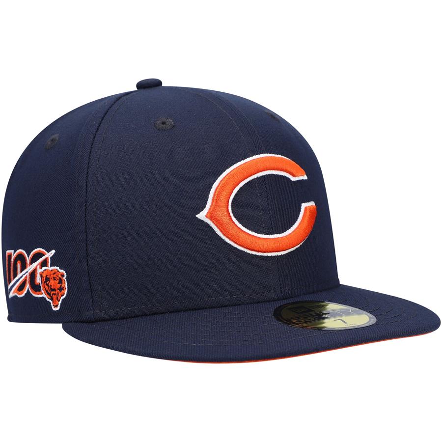 Chicago Bears New Era 100th Anniversary Patch Team 59FIFTY Fitted Hat - Navy