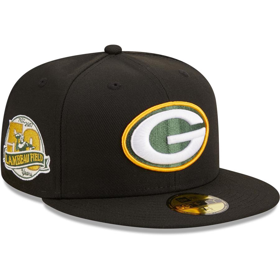 Green Bay Packers New Era 50th Anniversary Lambeau Field Patch Team 59FIFTY Fitted Hat - Black