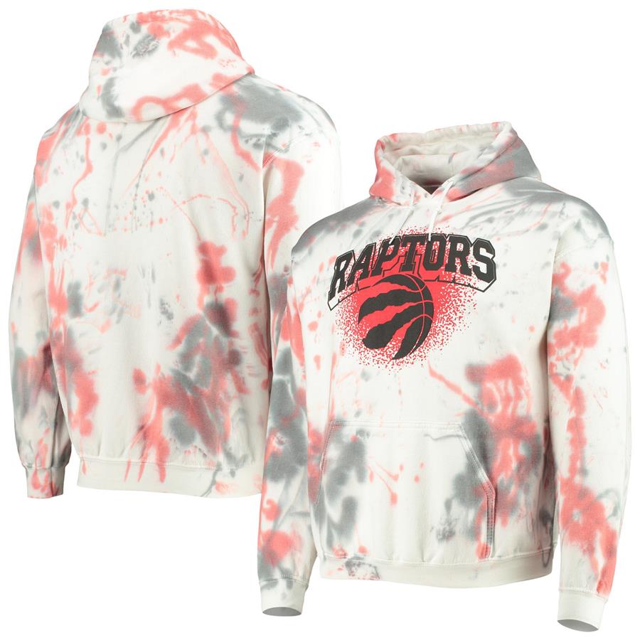 Toronto Raptors Junk Food Tie-Dye Pullover Hoodie - Cream