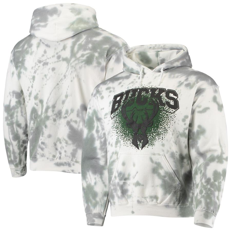 Milwaukee Bucks Junk Food Tie-Dye Pullover Hoodie - White