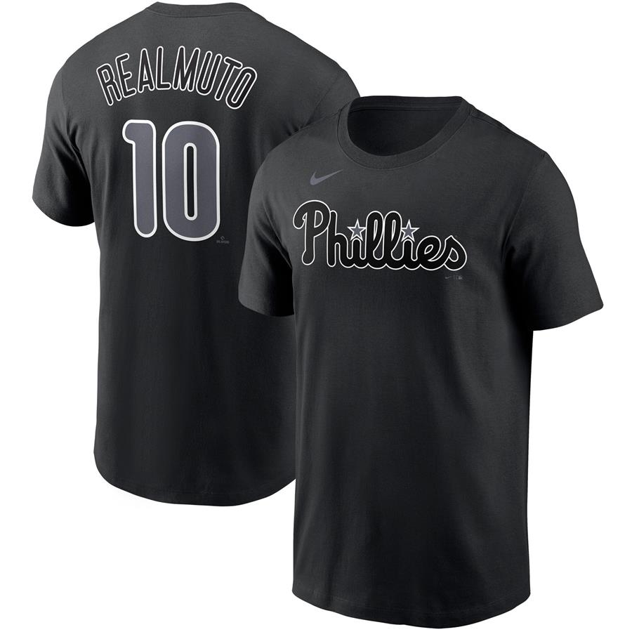 J.T. Realmuto Philadelphia Phillies Nike Black & White Name & Number T-Shirt - Black