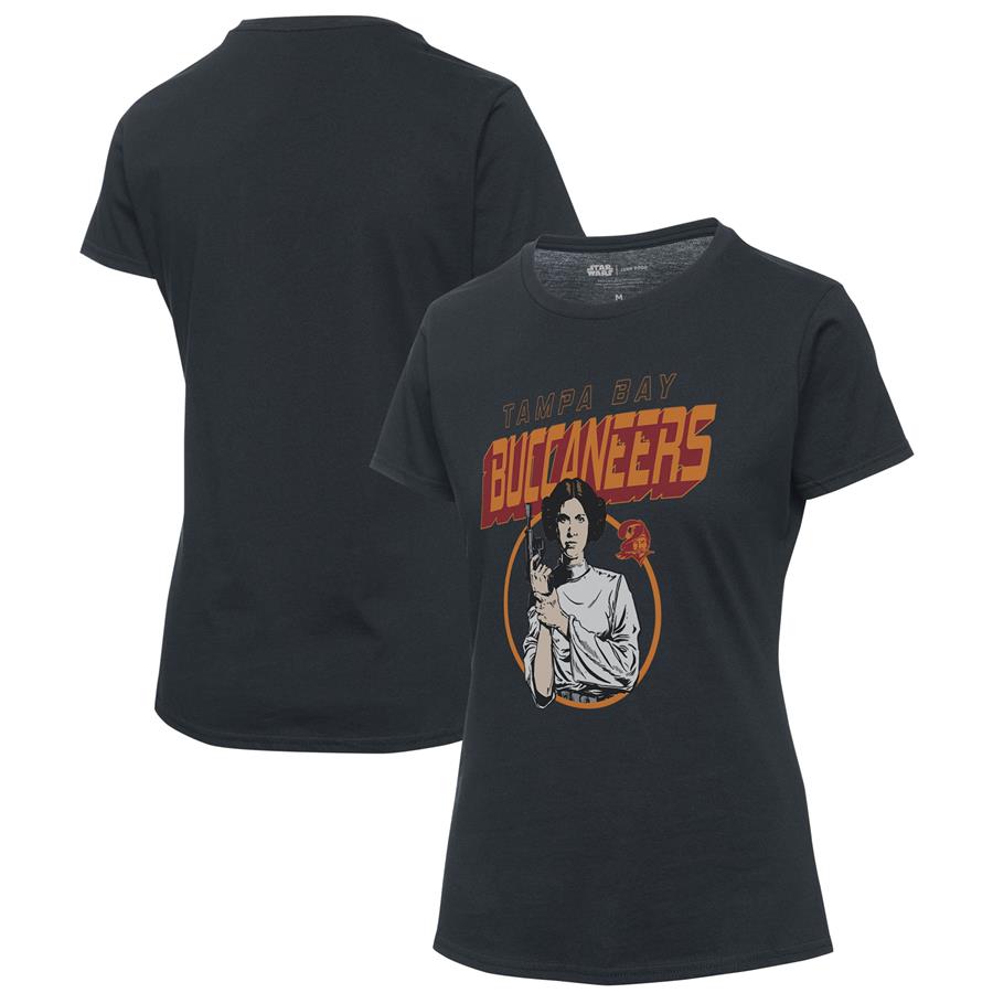 Tampa Bay Buccaneers Junk Food Women's Disney Star Wars Princess Leia T-Shirt - Black