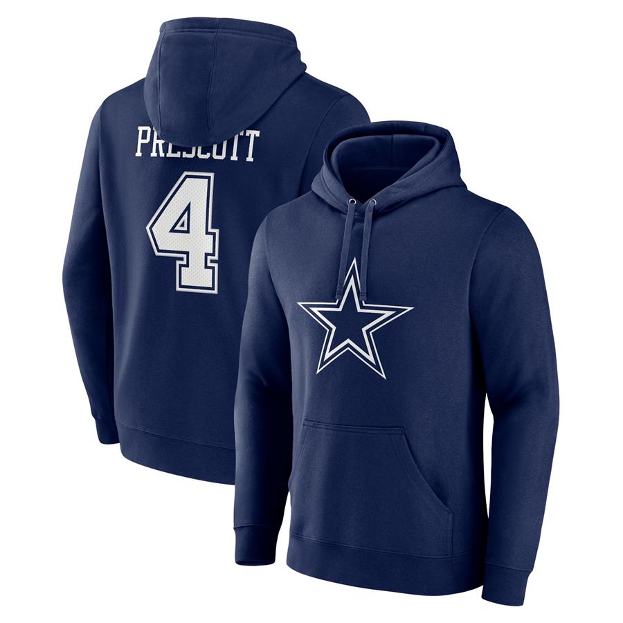 Dak Prescott Dallas Cowboys Fanatics Branded Player Icon Name & Number Pullover Hoodie - Navy