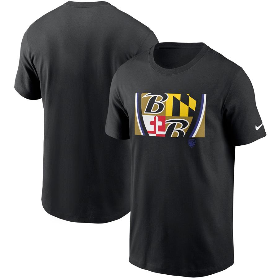 Baltimore Ravens Nike Hometown Collection Flag T-Shirt - Black