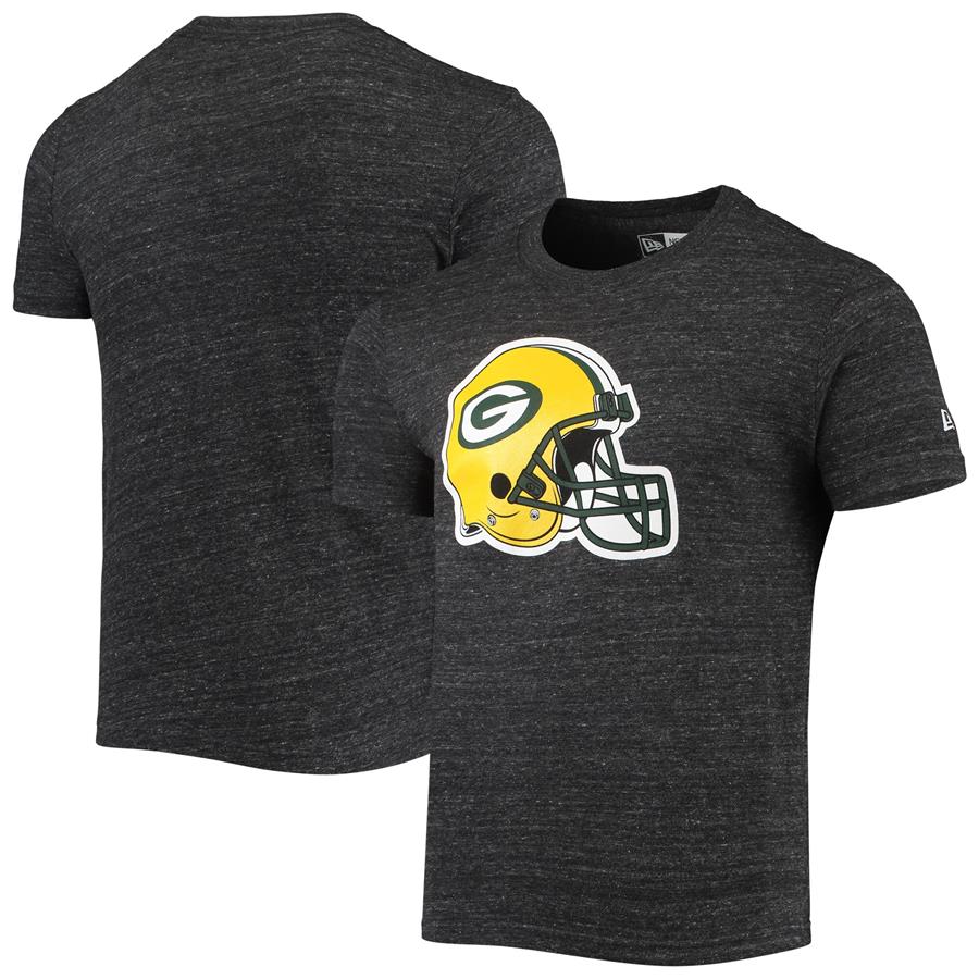 Green Bay Packers New Era Helmet Logo Tri-Blend T-Shirt - Heathered Black