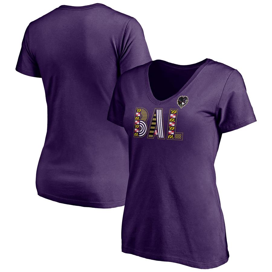 Baltimore Ravens Fanatics Branded Women's Hometown Collection Wildcat V-Neck T-Shirt - Purple