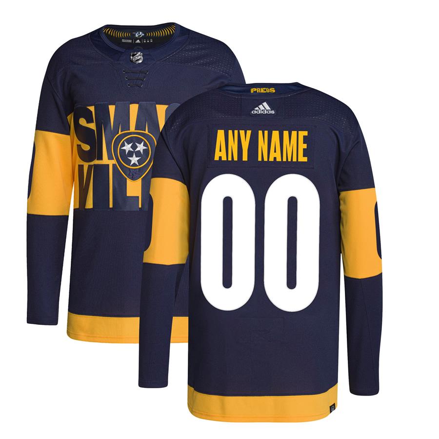 Nashville Predators adidas 2022 NHL Stadium Series Primegreen Custom Jersey - Navy
