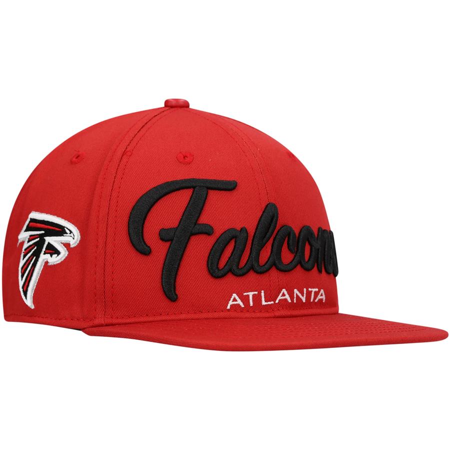 Atlanta Falcons Pro Standard Script Wordmark Snapback Hat - Red