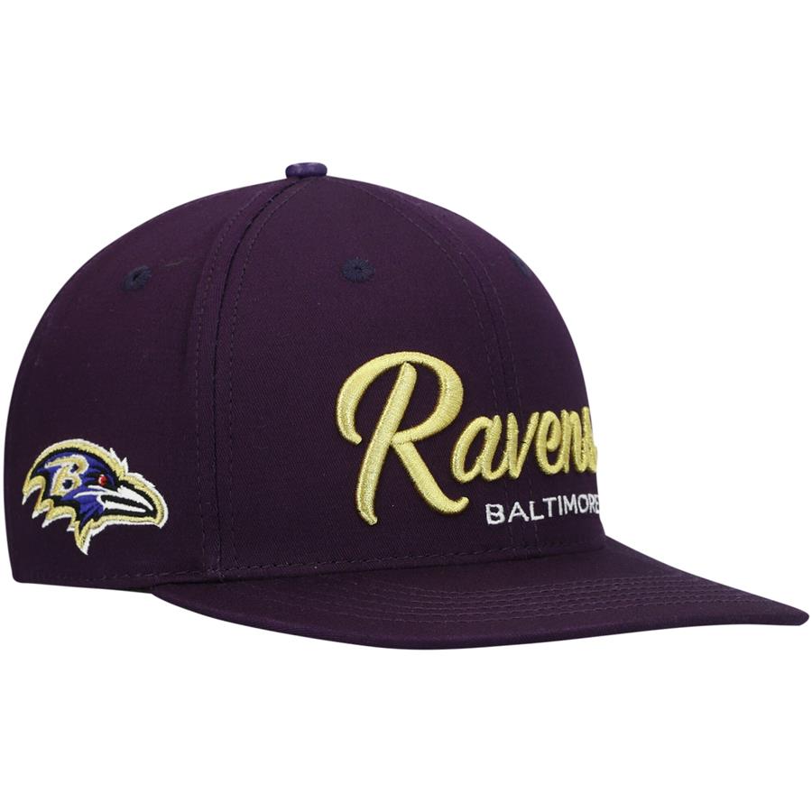 Baltimore Ravens Pro Standard Script Wordmark Snapback Hat - Purple