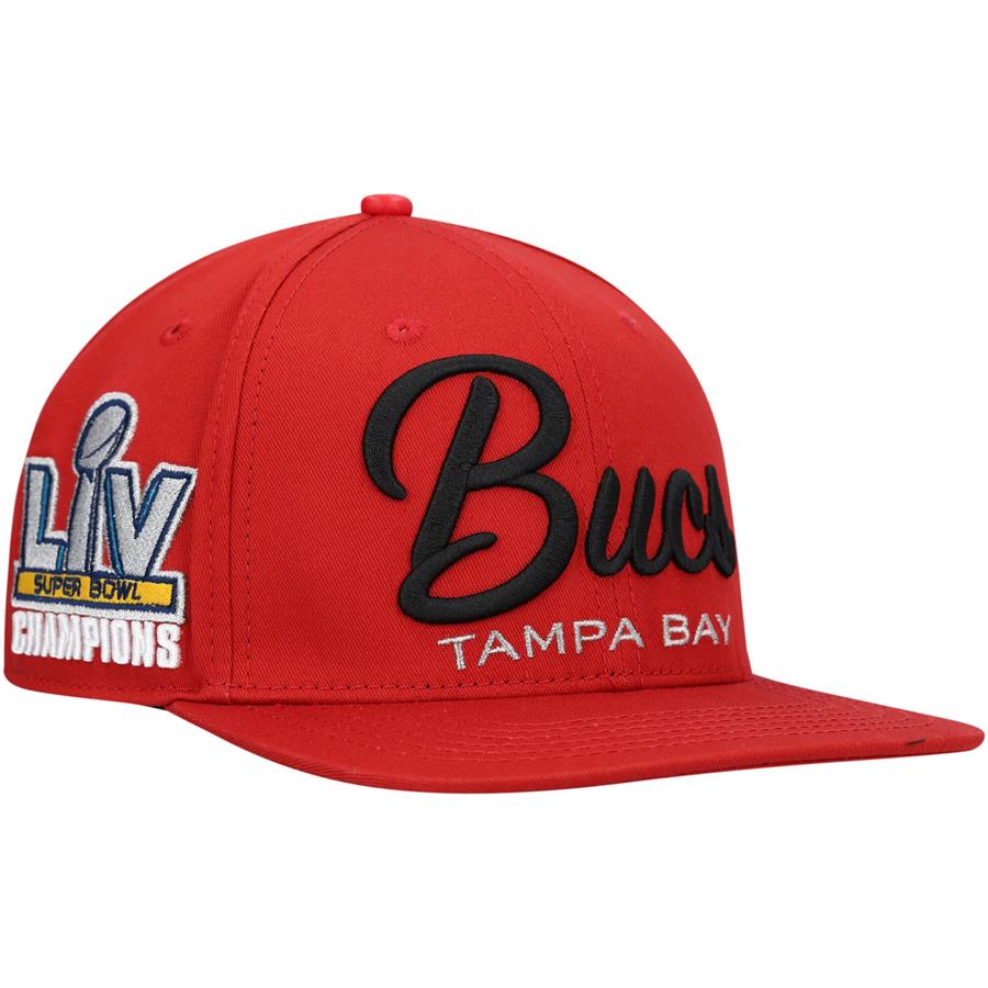 Tampa Bay Buccaneers Pro Standard LV Super Bowl Champions Script Wordmark Snapback Hat - Red