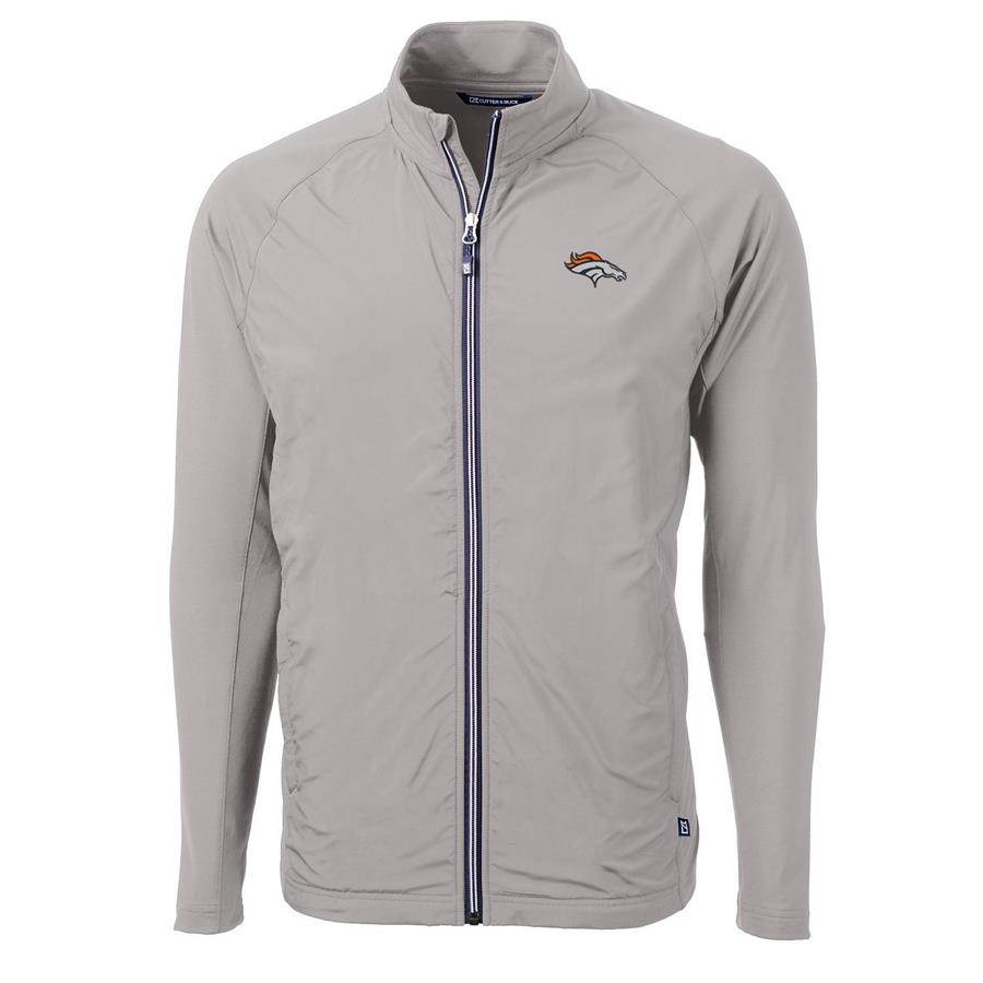Denver Broncos Cutter & Buck Adapt Eco Knit Full-Zip Jacket - Gray