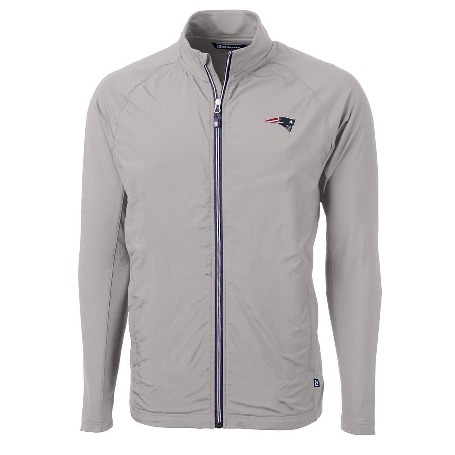 New England Patriots Cutter & Buck Adapt Eco Knit Full-Zip Jacket - Gray