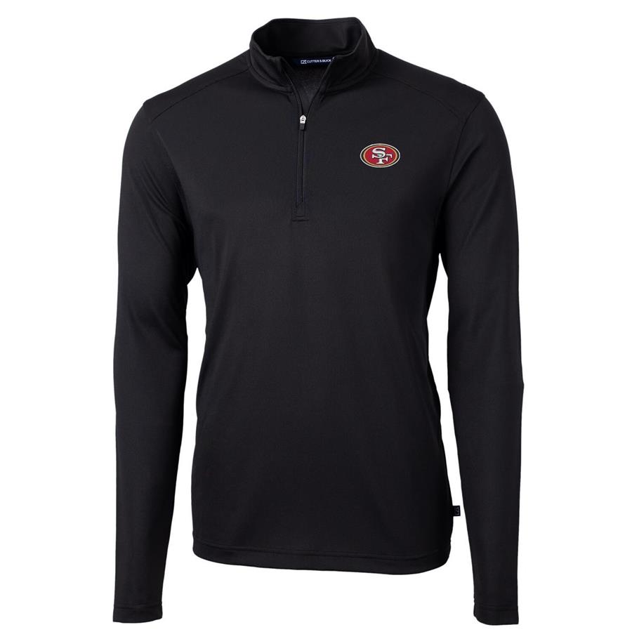 San Francisco 49ers Cutter & Buck Virtue Eco Pique Recycled Quarter-Zip Pullover Jacket - Black