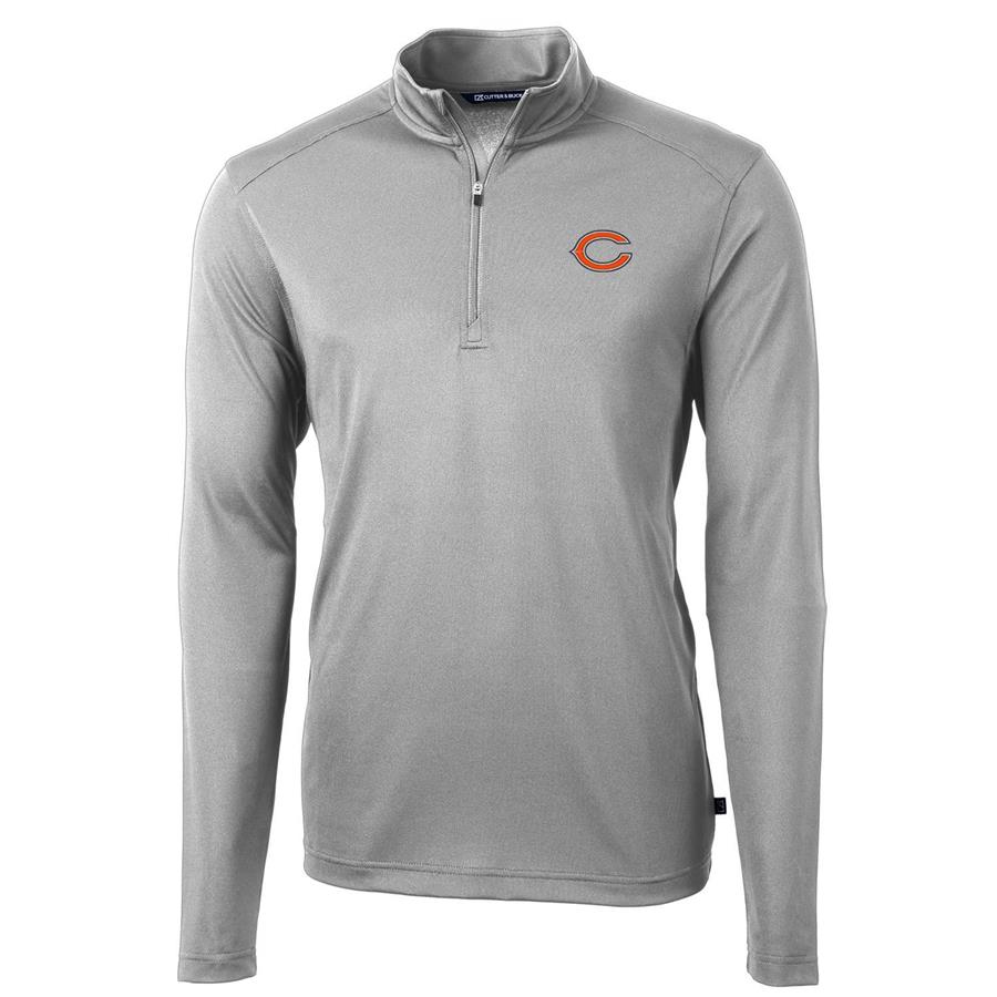 Chicago Bears Cutter & Buck Virtue Eco Pique Recycled Quarter-Zip Pullover Jacket - Gray